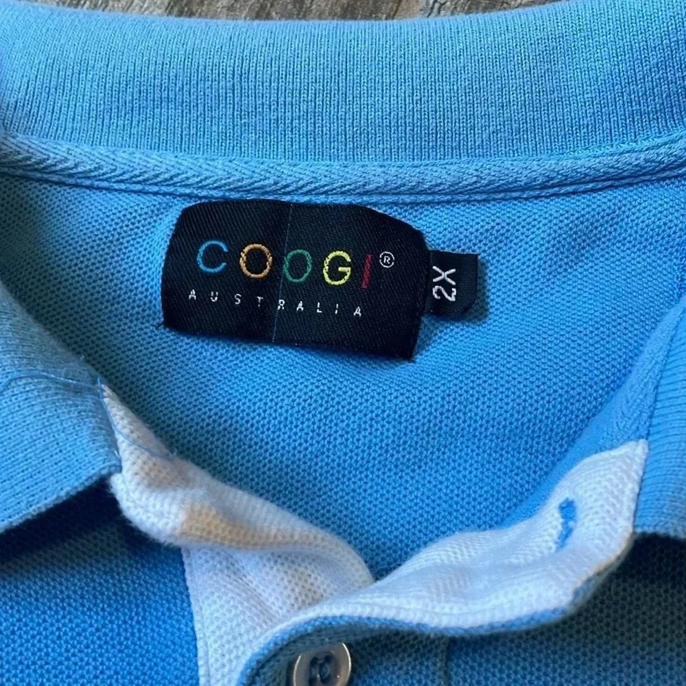 Coogi Vintage polo shirt Blue Short sleeved stripes Men’s 2X